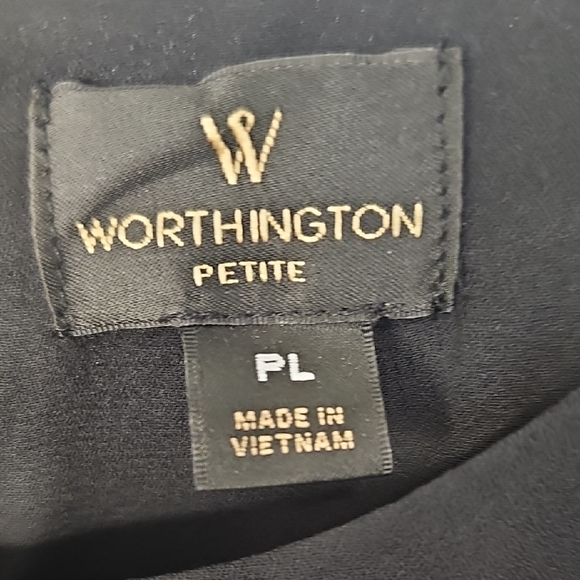 Worthington Black Sleeveless Blouse with White Trim - Picture 2 of 8